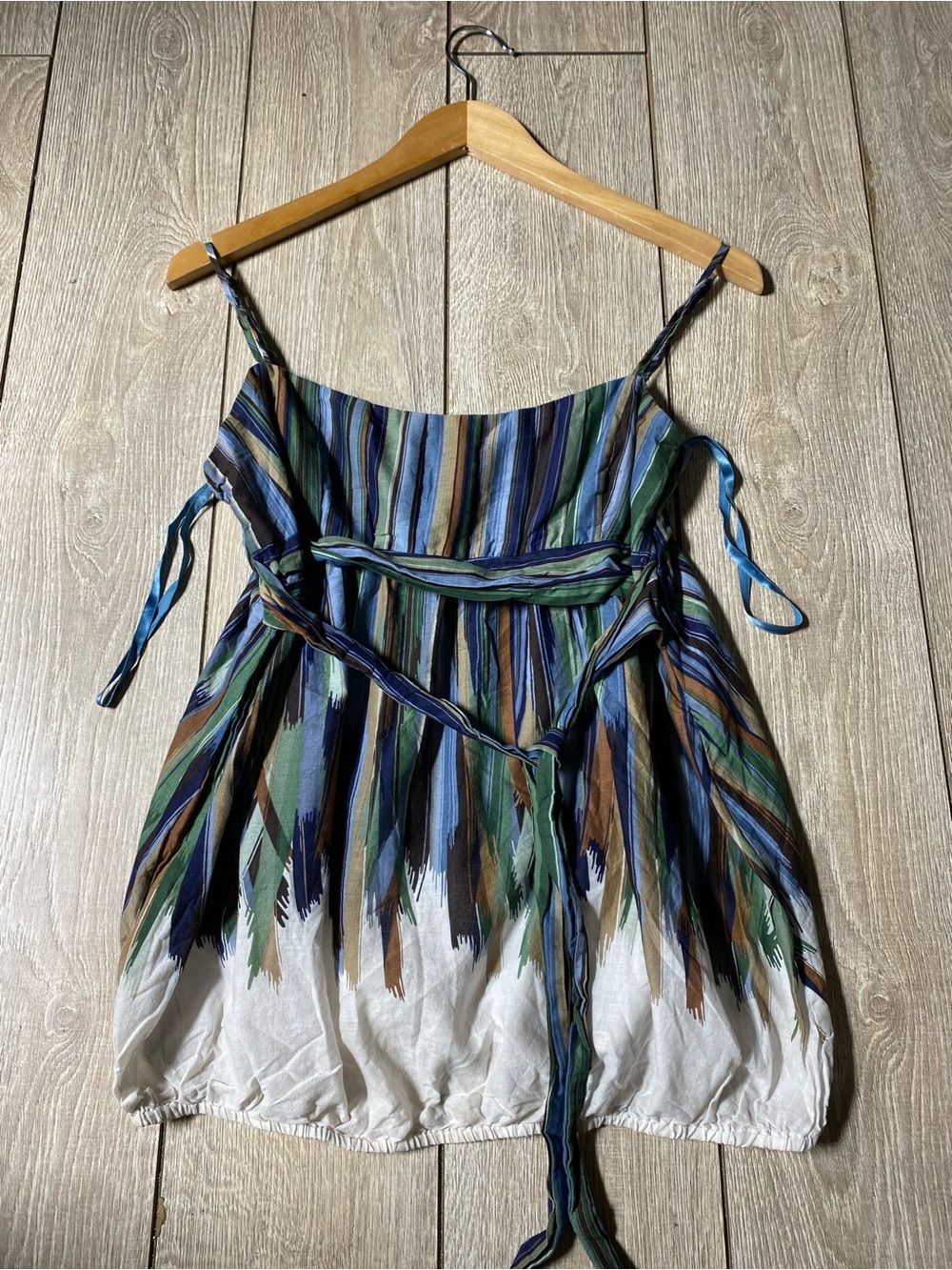 BCBGMAXAZRIA Abstract Stripe Silk Cotton Balloon Bottom Camisole Top Small